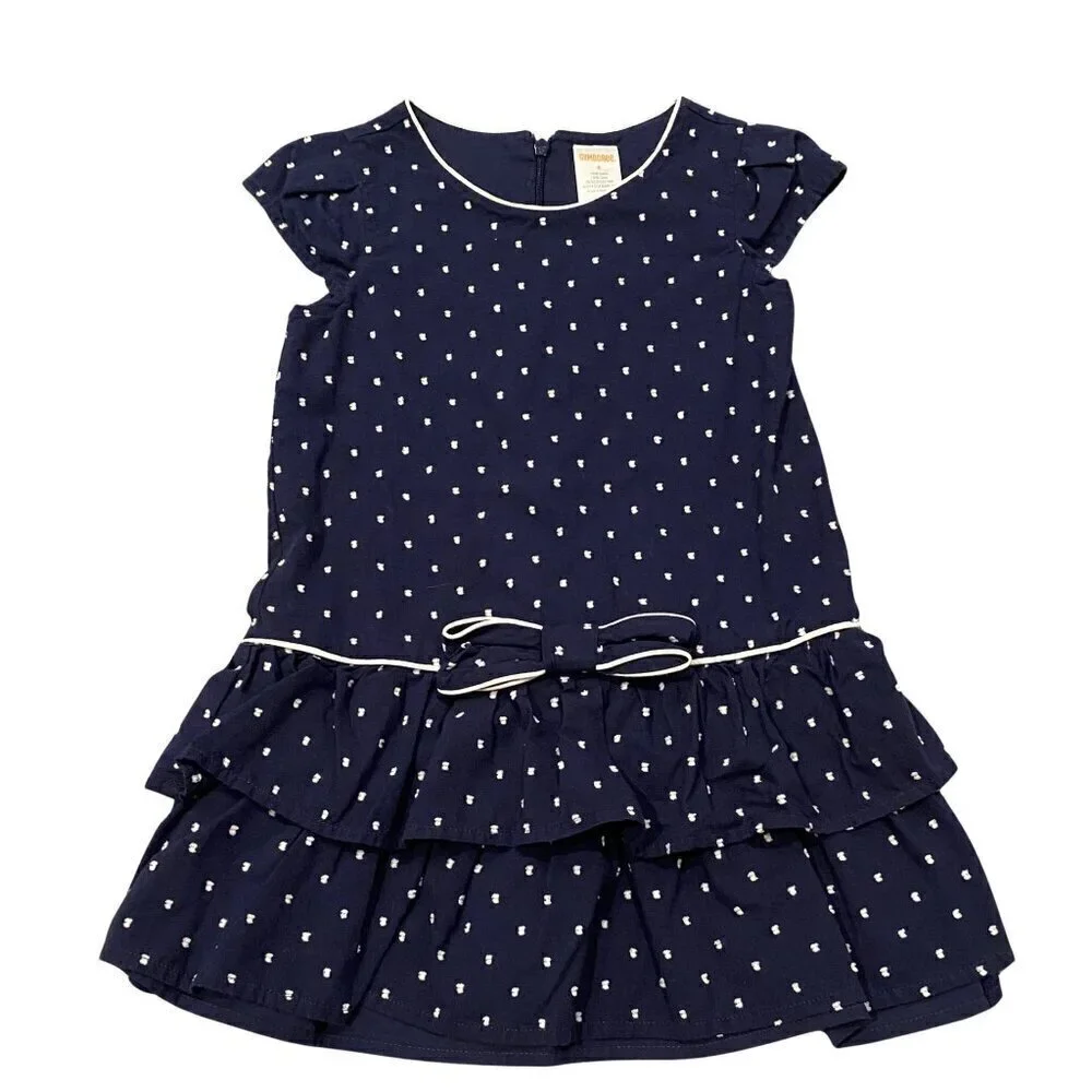 Gymboree Girl's Swiss Dot Ruffle Dress (Navy Blue) - Size 4 - Like New!